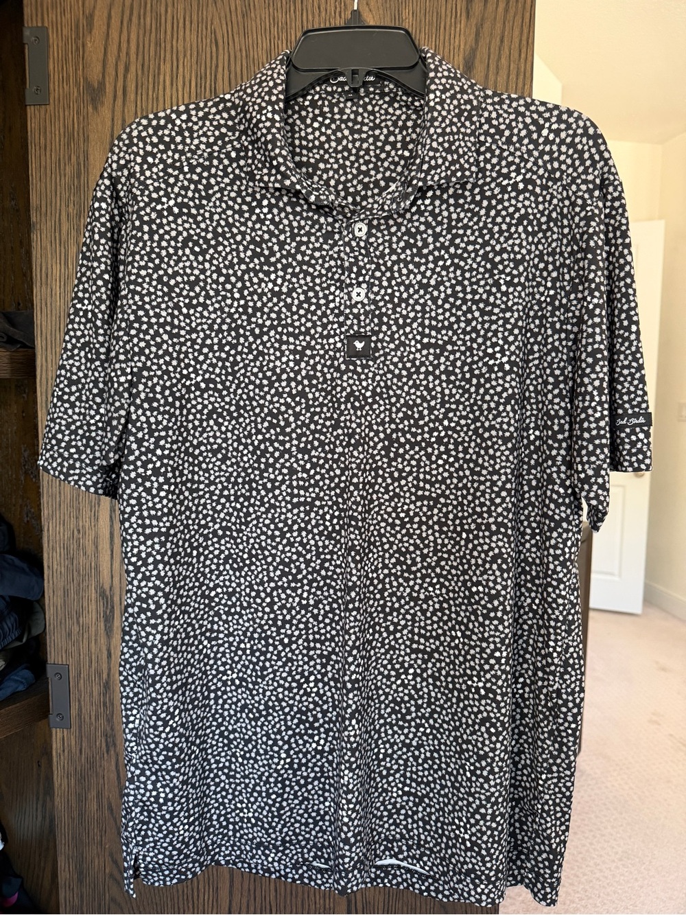 Bad Birdie Black Polo with White Dot Print